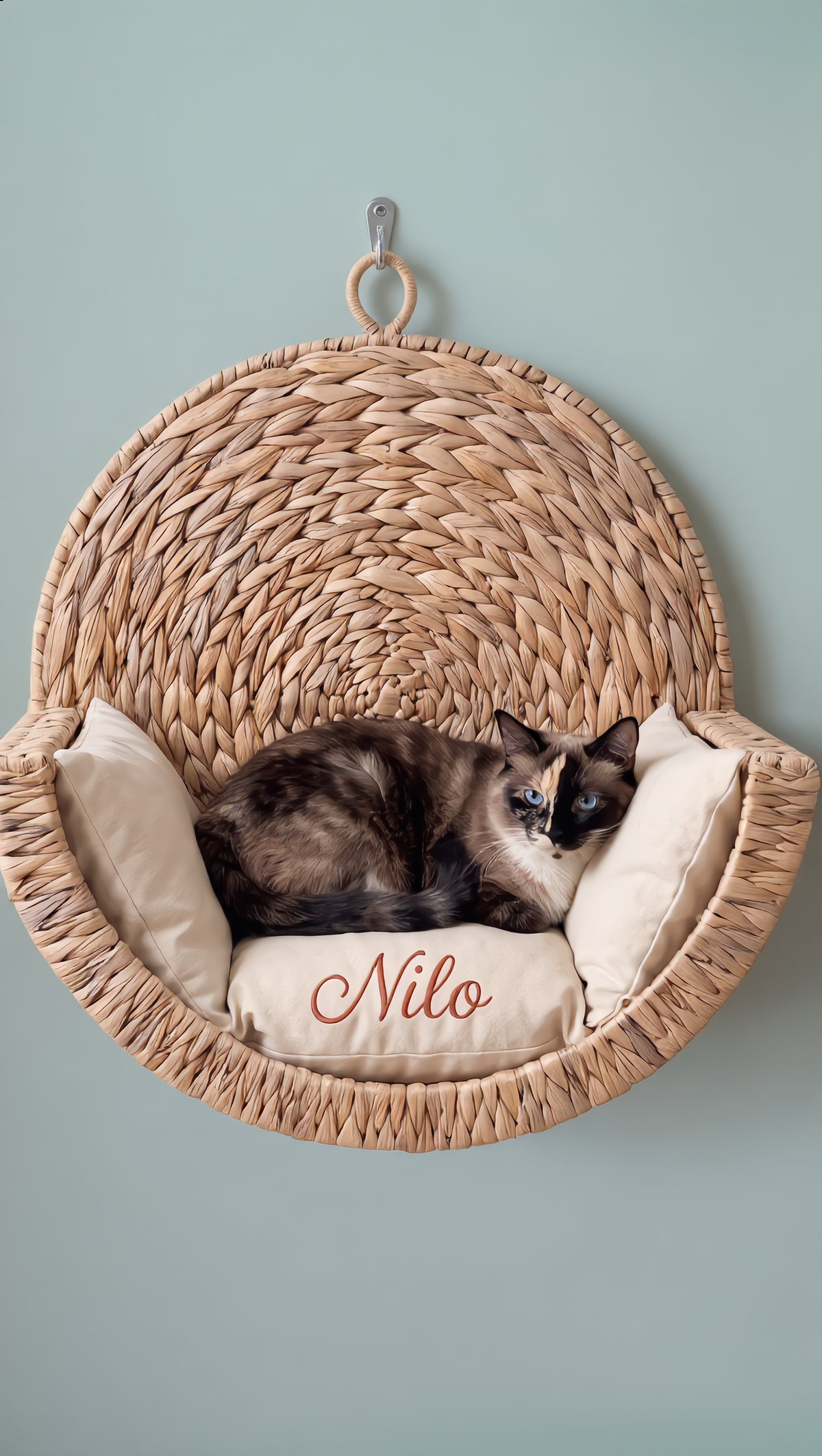 Cuccia Perchoir personnalisée avec le prénom du chat brodé